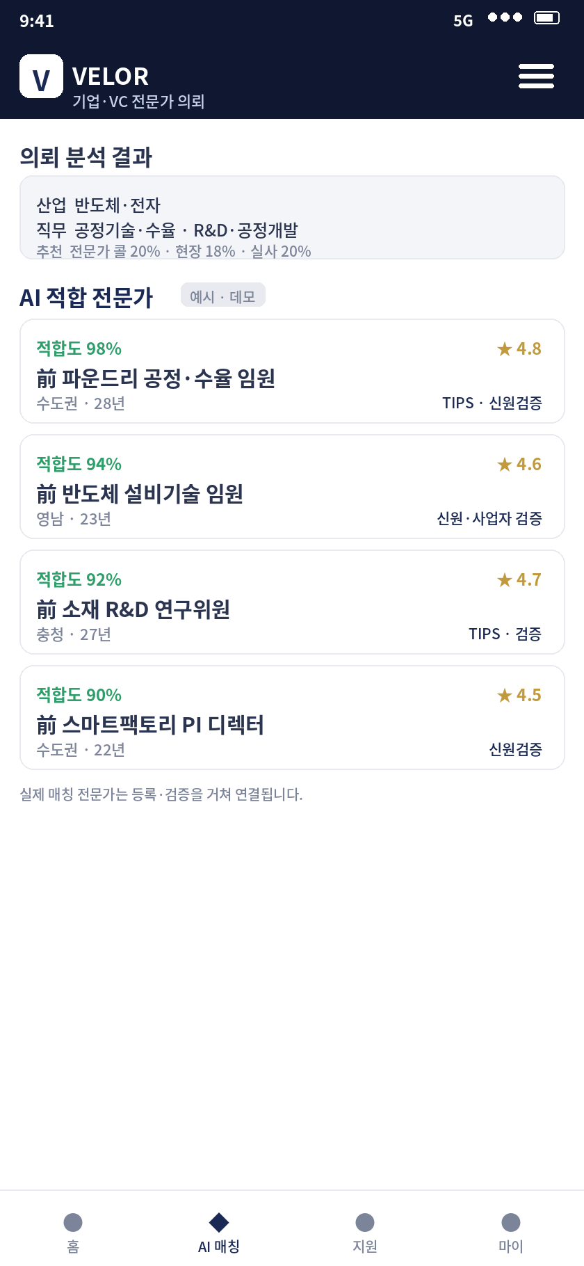 기업 전문가 자문 의뢰 화면